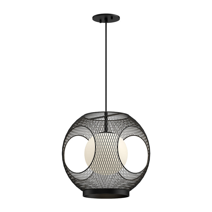 Kona One Light Exterior Pendant Black/Opal Glass-Pendants-Kuzco Lighting-Lighting Design Store