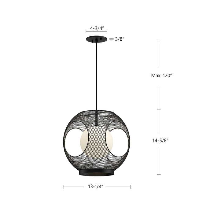 Kona One Light Exterior Pendant Black/Opal Glass-Pendants-Kuzco Lighting-Lighting Design Store