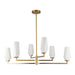 Krysta Six Light Chandelier Brushed Gold/Opal Glass-Mid. Chandeliers-Alora-Lighting Design Store