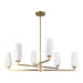 Krysta Six Light Chandelier Brushed Gold/Opal Glass-Mid. Chandeliers-Alora-Lighting Design Store