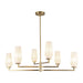 Krysta Six Light Chandelier Brushed Gold/Opal Glass-Mid. Chandeliers-Alora-Lighting Design Store