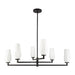Krysta Six Light Chandelier Matte Black/Opal Glass-Mid. Chandeliers-Alora-Lighting Design Store