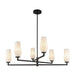 Krysta Six Light Chandelier Matte Black/Opal Glass-Mid. Chandeliers-Alora-Lighting Design Store