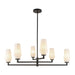 Krysta Six Light Chandelier Matte Black/Opal Glass-Mid. Chandeliers-Alora-Lighting Design Store