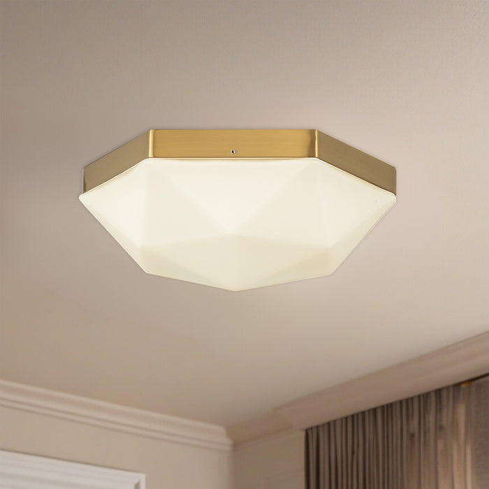 Krysta Two Light Flush Mount Brushed Gold/Opal Glass-Flush Mounts-Alora-Lighting Design Store