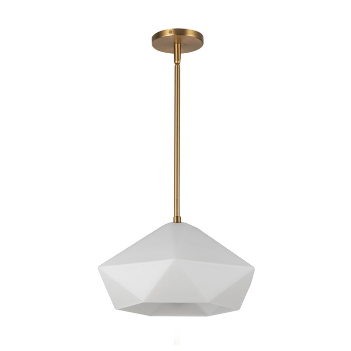 Krysta One Light Pendant Brushed Gold/Opal Glass-Pendants-Alora-Lighting Design Store