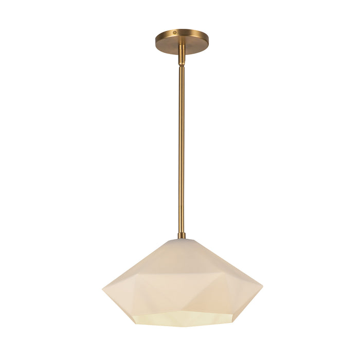 Krysta One Light Pendant Brushed Gold/Opal Glass-Pendants-Alora-Lighting Design Store