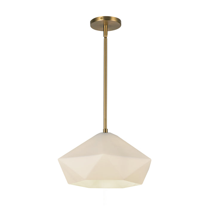 Krysta One Light Pendant Brushed Gold/Opal Glass-Pendants-Alora-Lighting Design Store