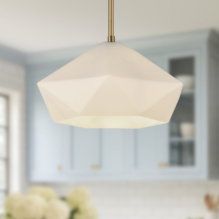 Krysta One Light Pendant Brushed Gold/Opal Glass-Pendants-Alora-Lighting Design Store