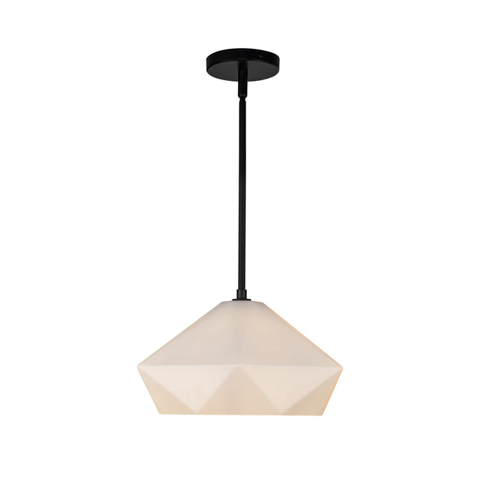 Krysta One Light Pendant Matte Black/Opal Glass-Pendants-Alora-Lighting Design Store