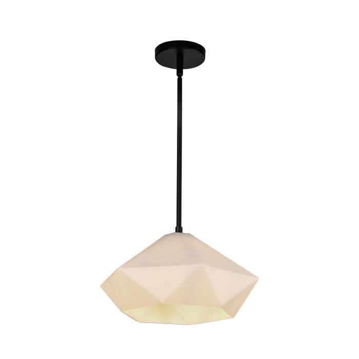 Krysta One Light Pendant Matte Black/Opal Glass-Pendants-Alora-Lighting Design Store