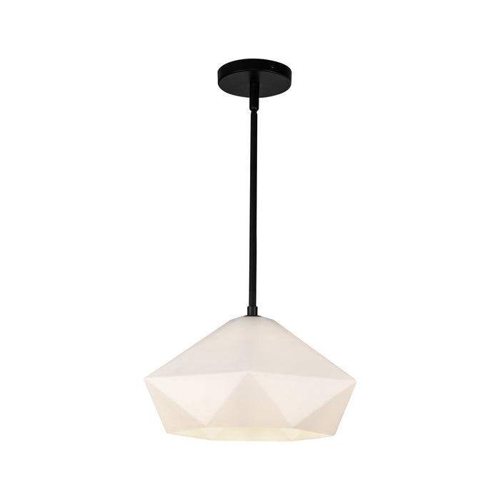 Krysta One Light Pendant Matte Black/Opal Glass-Pendants-Alora-Lighting Design Store
