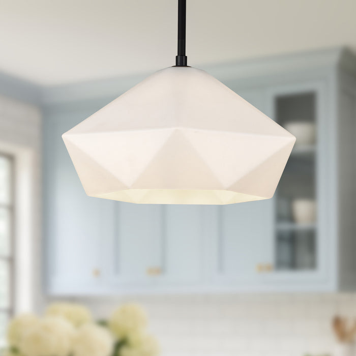 Krysta One Light Pendant Matte Black/Opal Glass-Pendants-Alora-Lighting Design Store