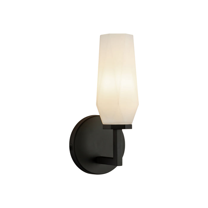 Krysta One Light Wall Vanity Matte Black/Opal Glass-Sconces-Alora-Lighting Design Store