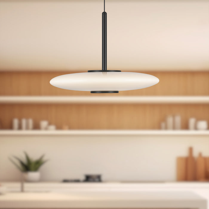 Kyoto LED Pendant Black/Glossy Opal Glass-Pendants-Kuzco Lighting-Lighting Design Store