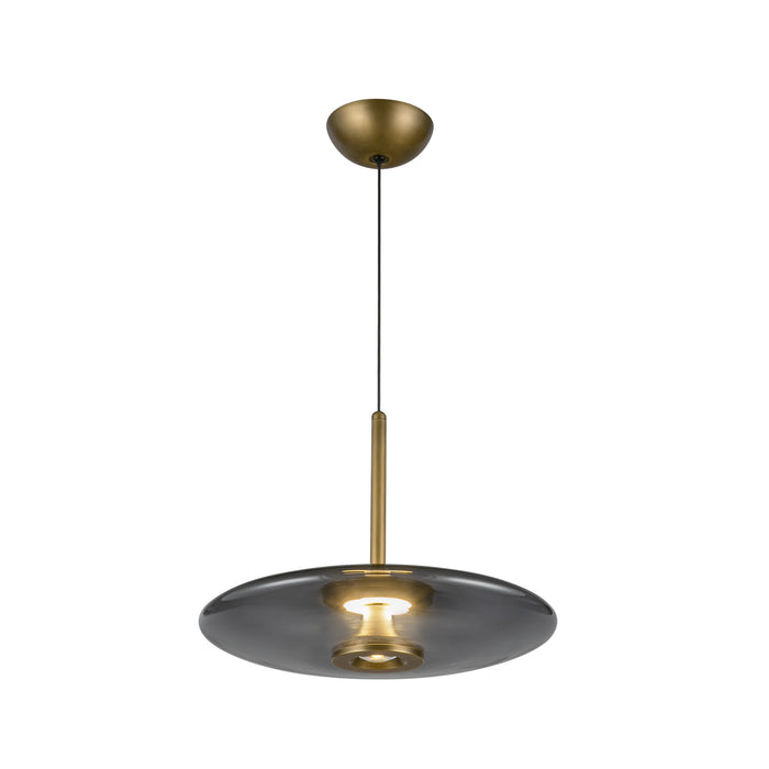 Kyoto LED Pendant Vintage Brass/Smoked Glass-Pendants-Kuzco Lighting-Lighting Design Store