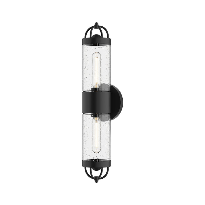 Lancaster Two Light Outdoor Wall Lantern Clear Bubble Glass/Textured Black-Sconces-Alora-Lighting Design Store