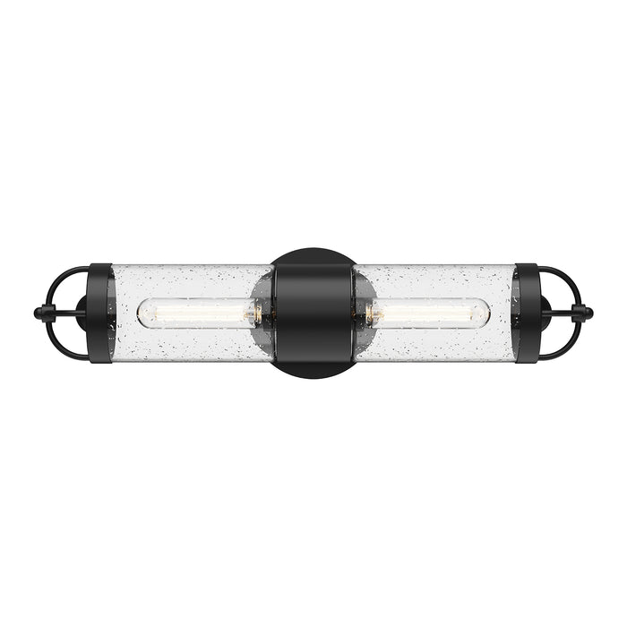 Lancaster Two Light Outdoor Wall Lantern Clear Bubble Glass/Textured Black-Sconces-Alora-Lighting Design Store