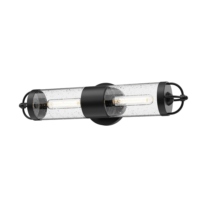 Lancaster Two Light Outdoor Wall Lantern Clear Bubble Glass/Textured Black-Sconces-Alora-Lighting Design Store