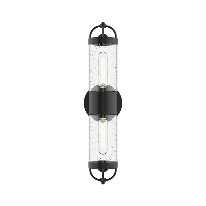 Lancaster Two Light Outdoor Wall Lantern Clear Bubble Glass/Textured Black-Sconces-Alora-Lighting Design Store