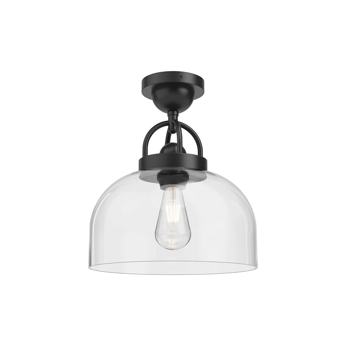 Lancaster One Light Semi-Flush Mount Matte Black-Semi-Flush Mts.-Alora-Lighting Design Store