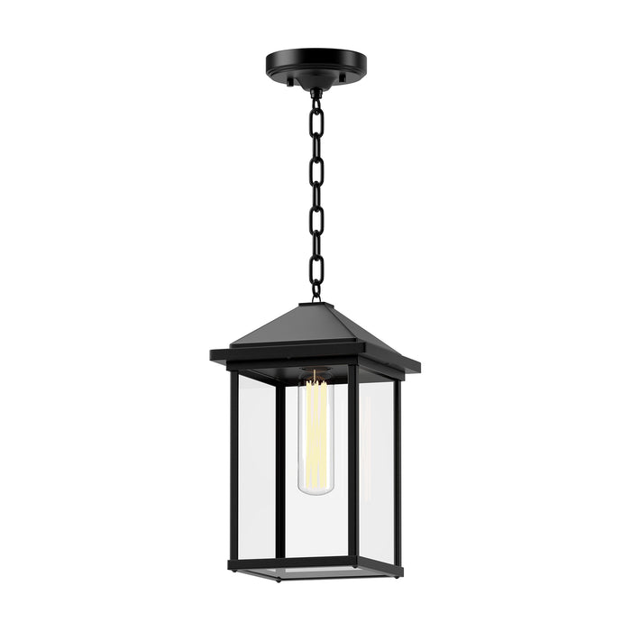 Larchmont One Light Exterior Pendant Clear Glass/Textured Black-Exterior-Alora-Lighting Design Store