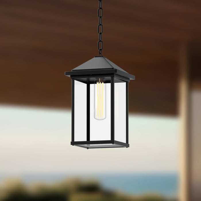 Larchmont One Light Exterior Pendant Clear Glass/Textured Black-Exterior-Alora-Lighting Design Store