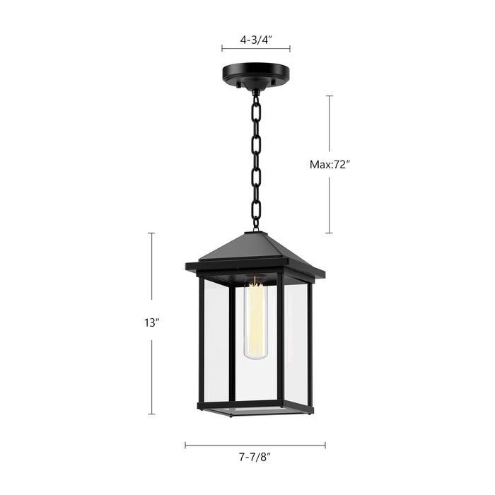 Larchmont One Light Exterior Pendant Clear Glass/Textured Black-Exterior-Alora-Lighting Design Store