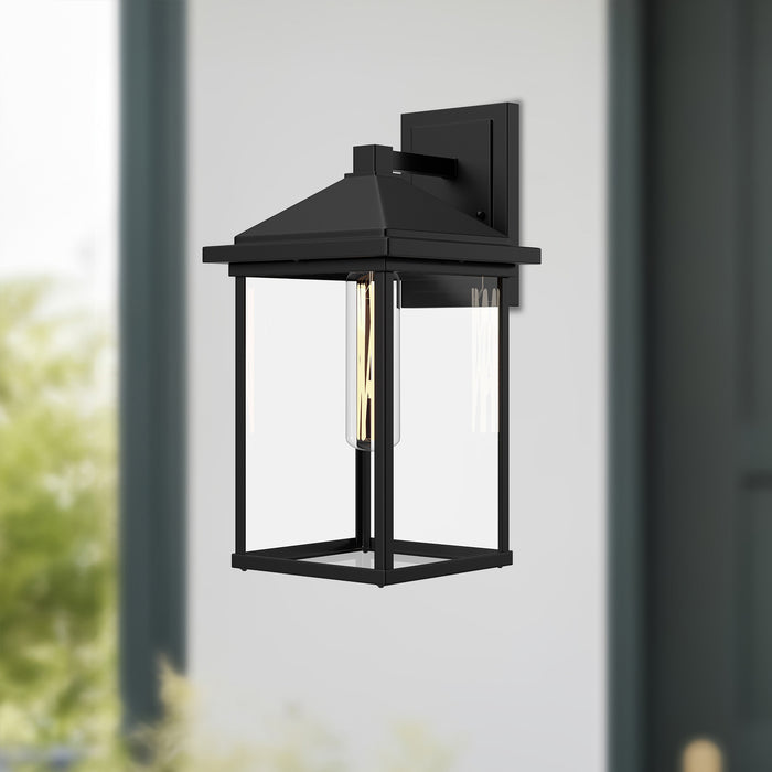 Larchmont One Light Exterior Wall Mount Clear Glass/Textured Black-Exterior-Alora-Lighting Design Store