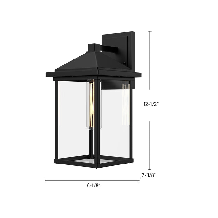 Larchmont One Light Exterior Wall Mount Clear Glass/Textured Black-Exterior-Alora-Lighting Design Store