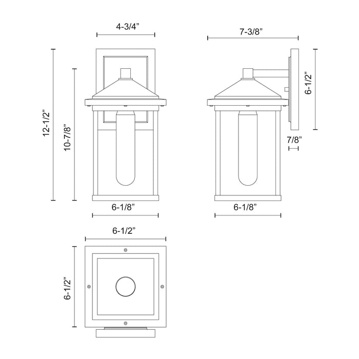 Larchmont One Light Exterior Wall Mount Clear Glass/Textured Black-Exterior-Alora-Lighting Design Store