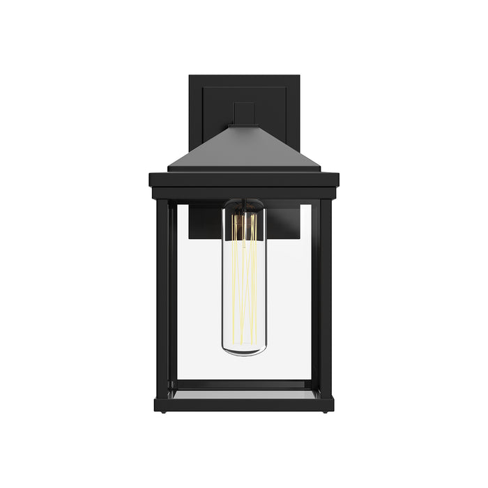 Larchmont One Light Exterior Wall Mount Clear Glass/Textured Black-Exterior-Alora-Lighting Design Store