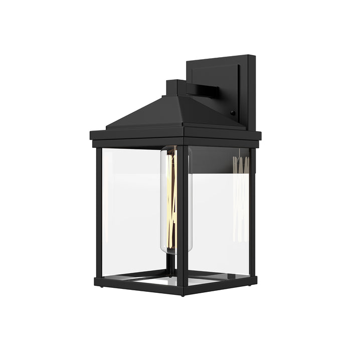 Larchmont One Light Exterior Wall Mount Clear Glass/Textured Black-Exterior-Alora-Lighting Design Store