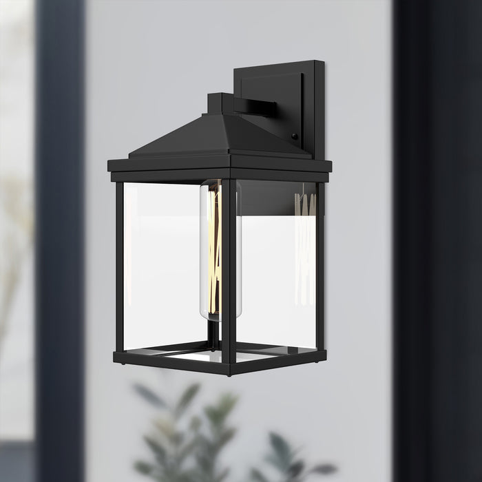 Larchmont One Light Exterior Wall Mount Clear Glass/Textured Black-Exterior-Alora-Lighting Design Store