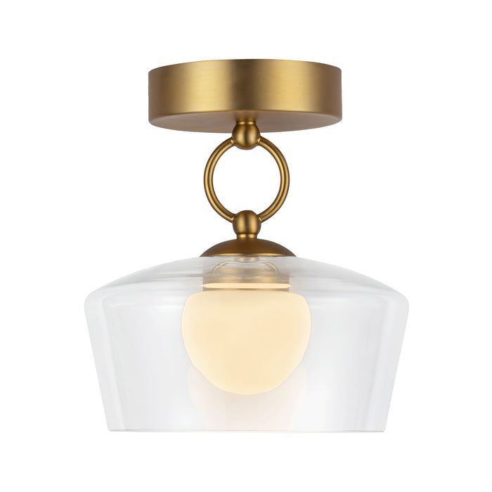 Leota LED Semi Flush Mount Brushed Gold/Clear Glass-Semi-Flush Mts.-Alora-Lighting Design Store