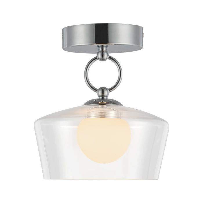 Leota LED Semi Flush Mount Chrome/Clear Glass-Semi-Flush Mts.-Alora-Lighting Design Store