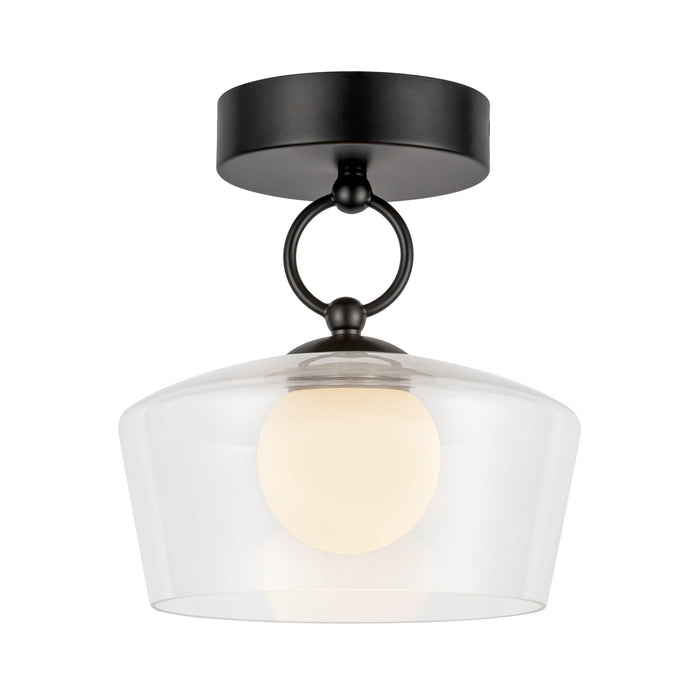 Leota LED Semi Flush Mount Matte Black/Clear Glass-Semi-Flush Mts.-Alora-Lighting Design Store