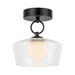 Leota LED Semi Flush Mount Matte Black/Clear Glass-Semi-Flush Mts.-Alora-Lighting Design Store