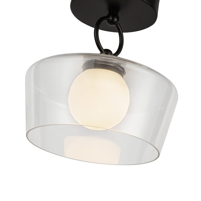 Leota LED Semi Flush Mount Matte Black/Clear Glass-Semi-Flush Mts.-Alora-Lighting Design Store