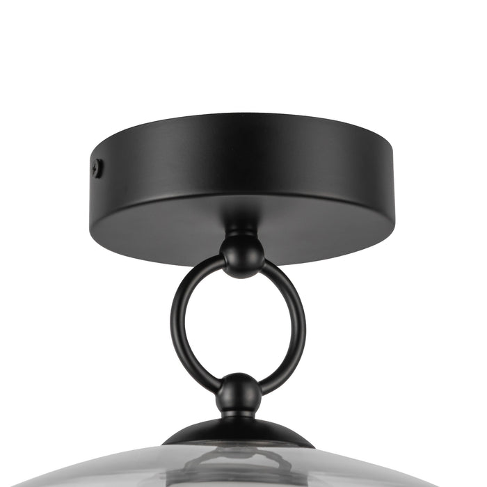 Leota LED Semi Flush Mount Matte Black/Clear Glass-Semi-Flush Mts.-Alora-Lighting Design Store