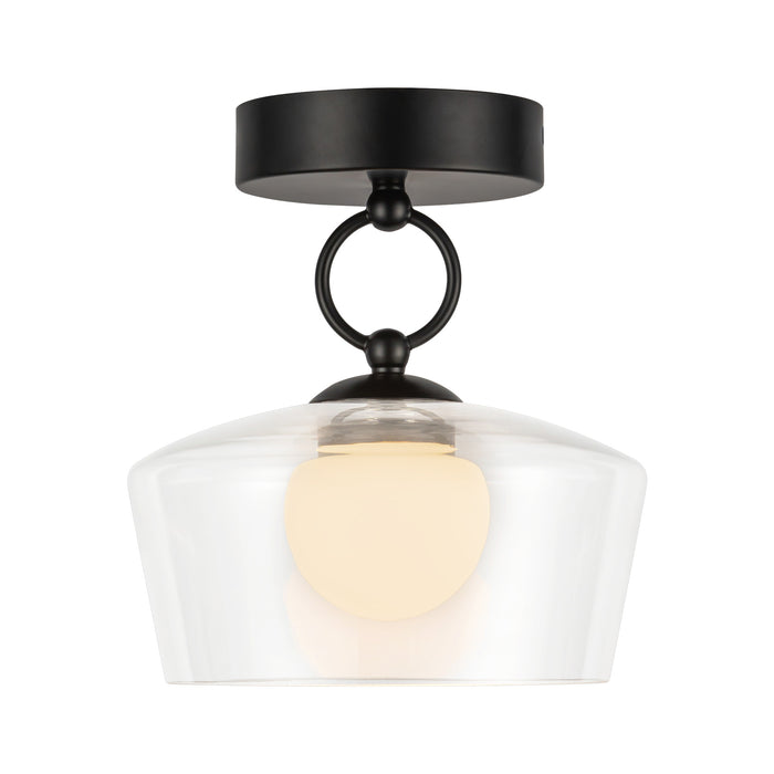 Leota LED Semi Flush Mount Matte Black/Clear Glass-Semi-Flush Mts.-Alora-Lighting Design Store