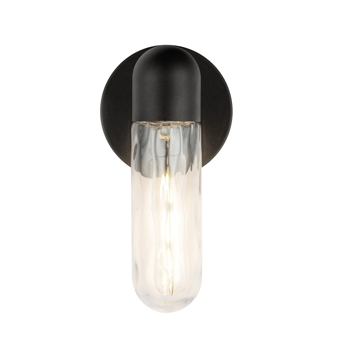 Lima One Light Exterior Wall Mount Black/Clear Water Glass-Exterior-Kuzco Lighting-Lighting Design Store