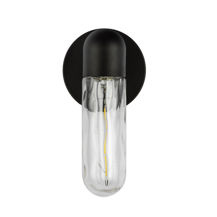 Lima One Light Exterior Wall Mount Black/Clear Water Glass-Exterior-Kuzco Lighting-Lighting Design Store
