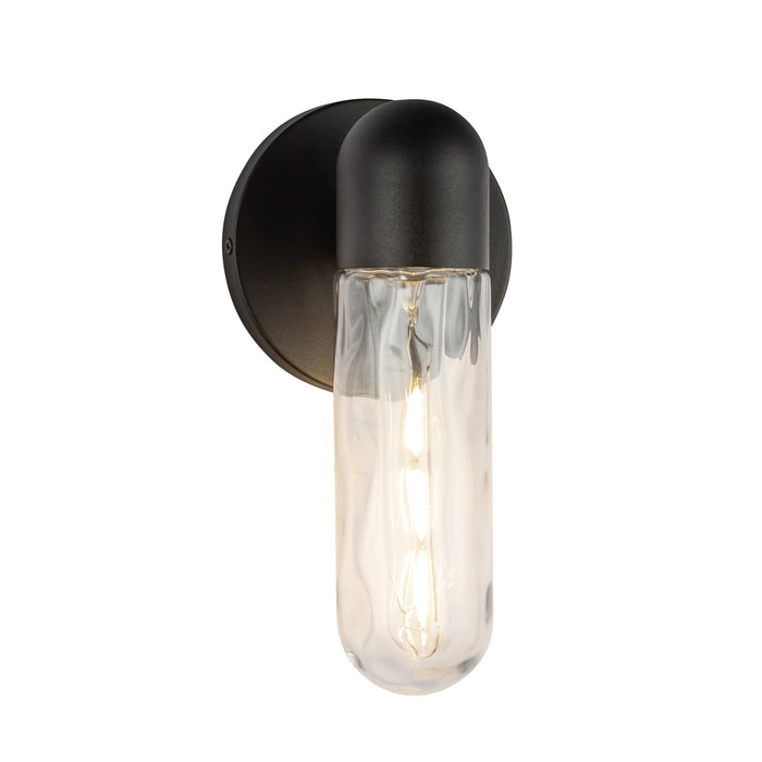 Lima One Light Exterior Wall Mount Black/Clear Water Glass-Exterior-Kuzco Lighting-Lighting Design Store