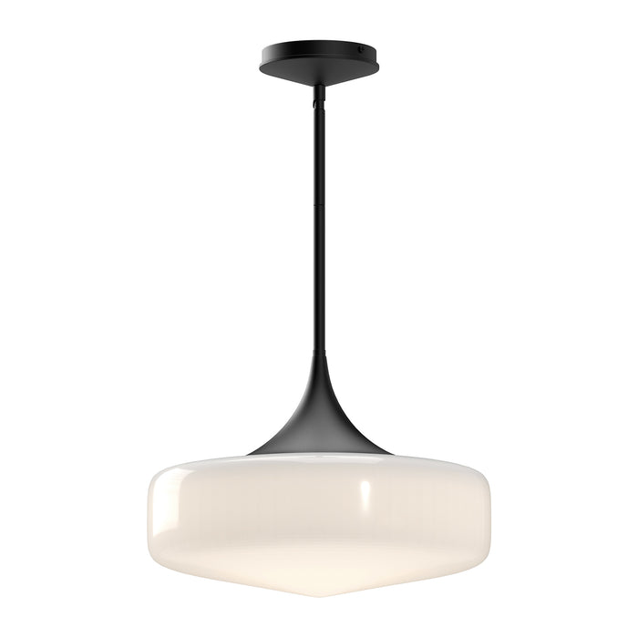 Lincoln One Light Pendant Glossy Opal Glass/Matte Black-Pendants-Alora-Lighting Design Store