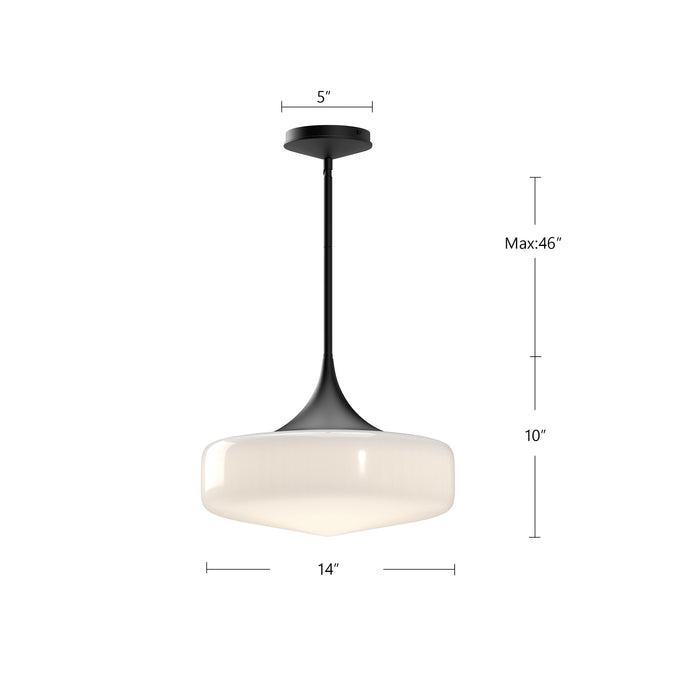 Lincoln One Light Pendant Brushed Nickel/Glossy Opal Glass-Pendants-Alora-Lighting Design Store