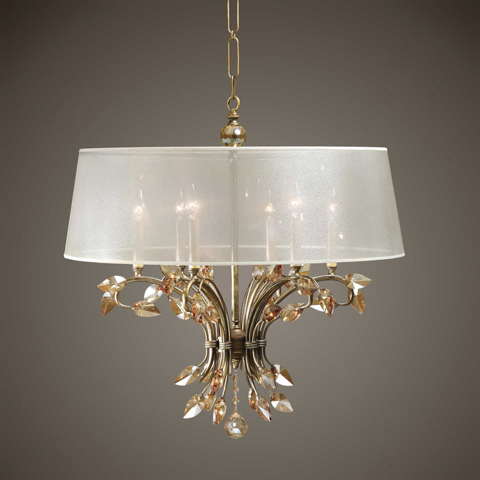 Alenya Six Light Chandelier Burnished Gold Metal-Mid. Chandeliers-Uttermost-Lighting Design Store