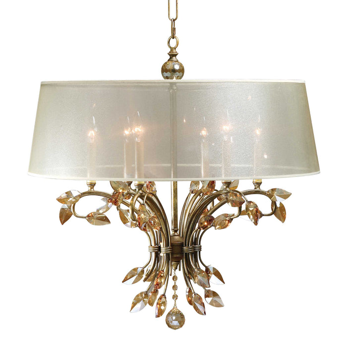Alenya Six Light Chandelier Burnished Gold Metal-Mid. Chandeliers-Uttermost-Lighting Design Store