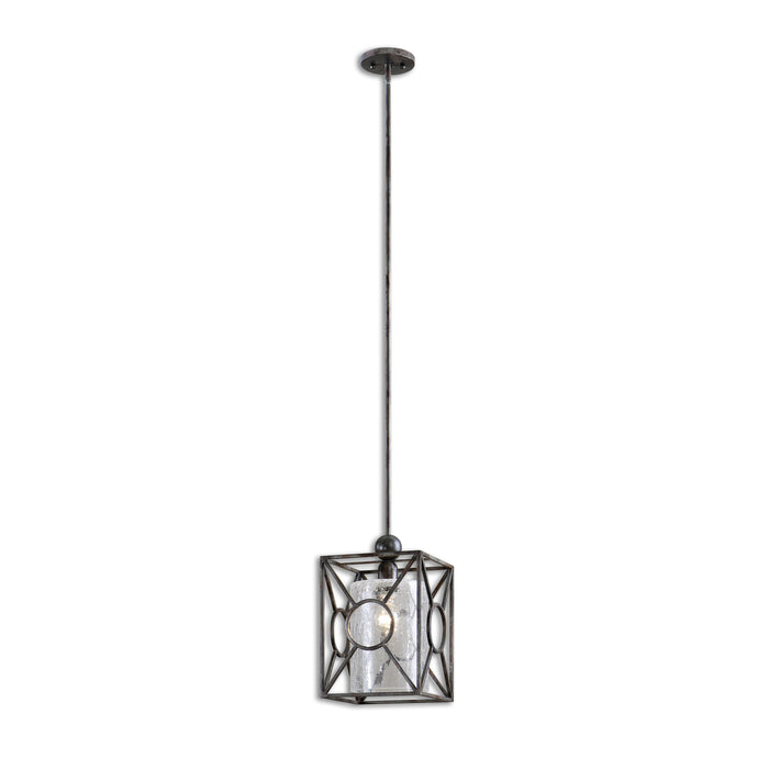 Arbela One Light Mini Pendant Rust Black w/Aged Gray Undertones-Mini Pendants-Uttermost-Lighting Design Store