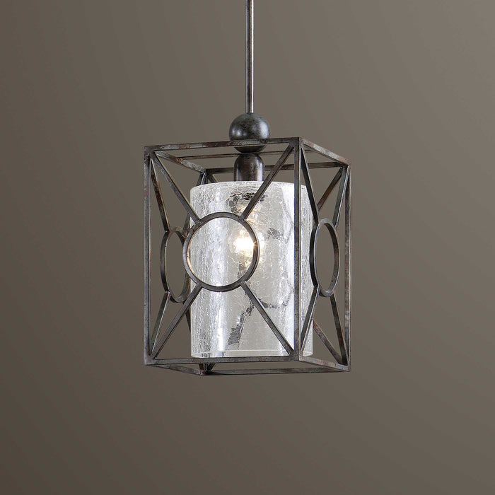Arbela One Light Mini Pendant Rust Black w/Aged Gray Undertones-Mini Pendants-Uttermost-Lighting Design Store